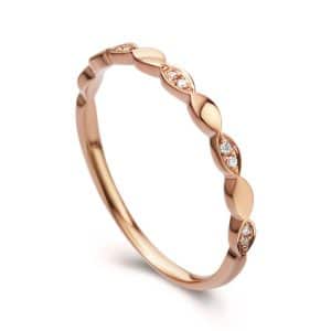Tiaria Perhiasan cincin emas berlian Rose Gold 18K Diamond Heartbeat