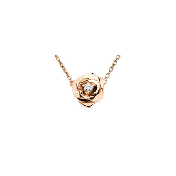 Perhiasan emas berlian white gold 18K diamond rose pendant
