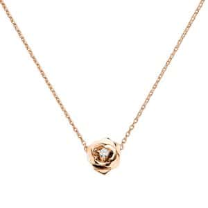 Perhiasan emas berlian white gold 18K diamond rose pendant