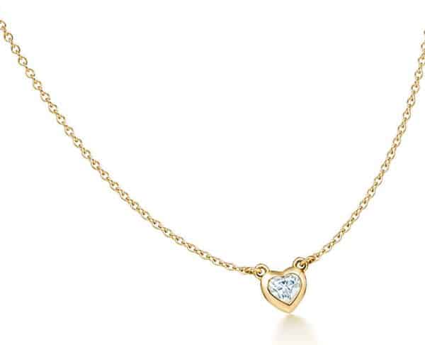Perhiasan emas berlian white gold 18K diamond necklace heart
