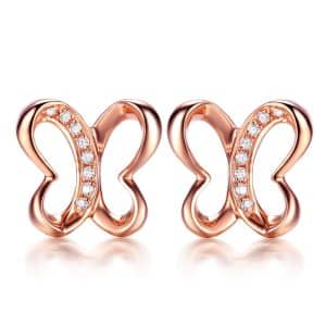 Tiaria 0.03ct Diamond 18K Rose Gold Butterfly Stud Earrings